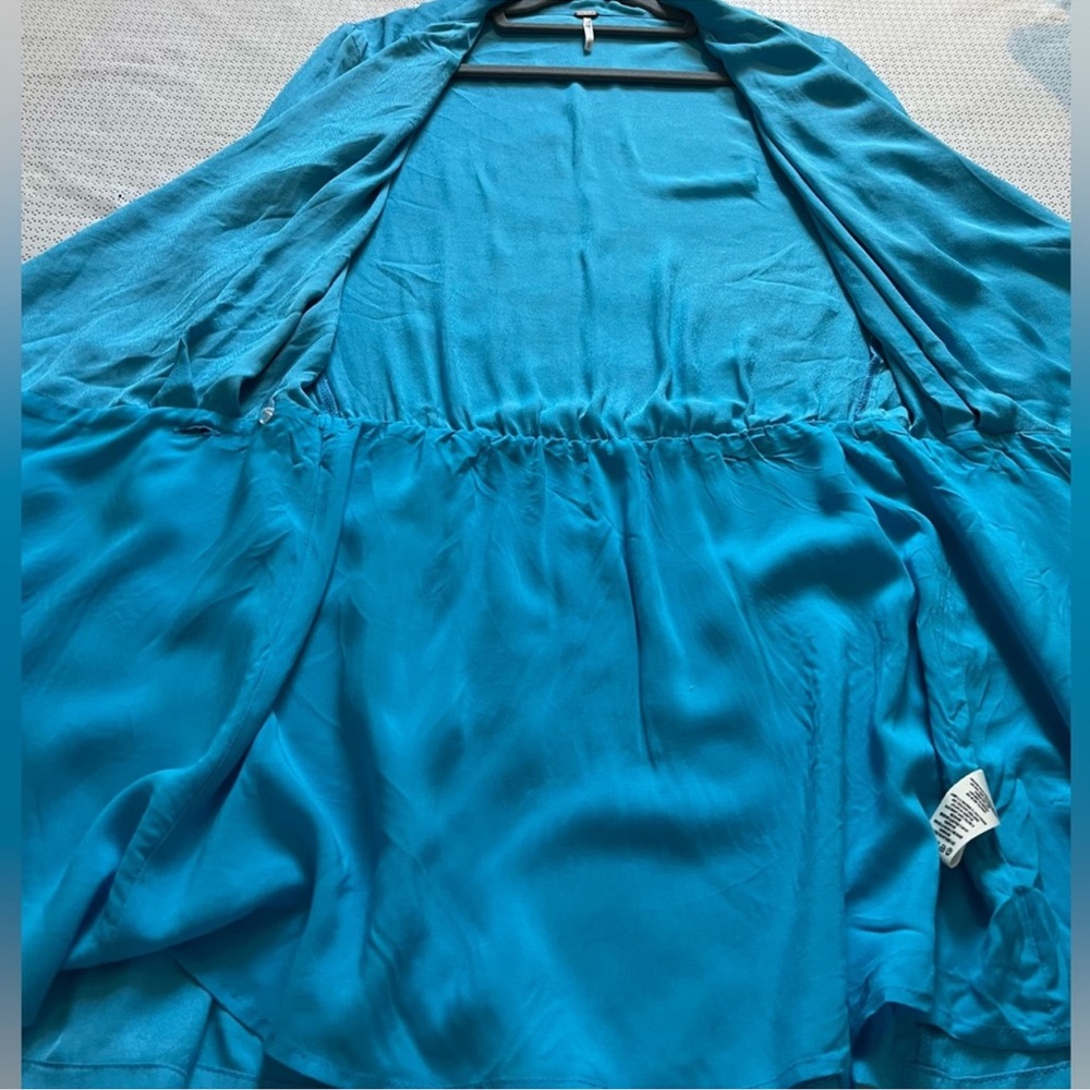 Free People Simone Wrap Mini Dress Blue Long Sleeve Size XS - Picture 8 of 15